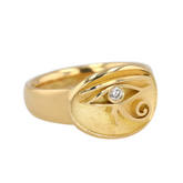 18K YELLOW GOLD EVIL EYE DIAMOND SIGNET RING